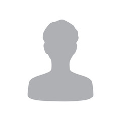 短髪の男性モノクロ半身シルエットイラスト　グレー