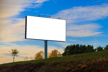 Background for design, billboards on city streets and along roads in the summer day