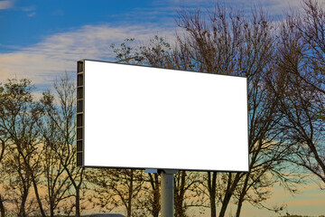 Background for design, billboards on city streets and along roads in the summer day