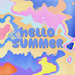 HELLO SUMMER ABSTRACT BACKGROUND GRADIENT MESH COLORFUL DESIGN VECTOR. GODD FOR FLYER, BANNERS, PRINT, WEBSITE, WALLPAPER, COVER DESIGN, GREETING CARD