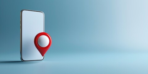 Smartphone with red pin symbolizing location or navigation technology