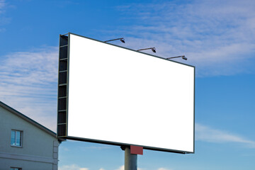 Large white billboards for outdoor advertising and information boards along the roads and on the streets of the city. 