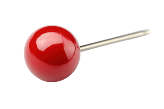 Vibrant red pin symbolizes precision and focus in crafting projects with dark background and sharp isolated on transparent background. Generative Ai.