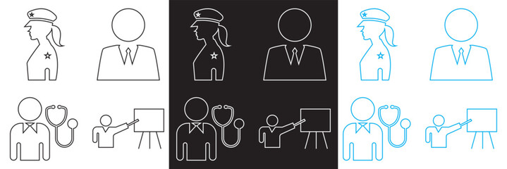 Professions icon . Vector for websites, mobile interfaces, presentations, banner, visual branding etc. Vector illustration. isolated on white and black background. EPS 10