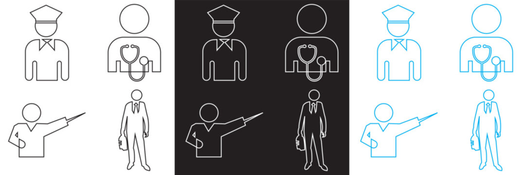 Professions icon . Vector for websites, mobile interfaces, presentations, banner, visual branding etc. Vector illustration. isolated on white and black background. EPS 10