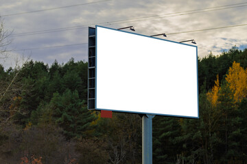 Large white billboards for outdoor advertising and information boards along the roads and on the streets of the city. 