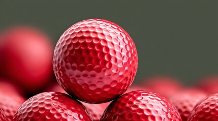 Bunch of red golf balls stacked on top of each other