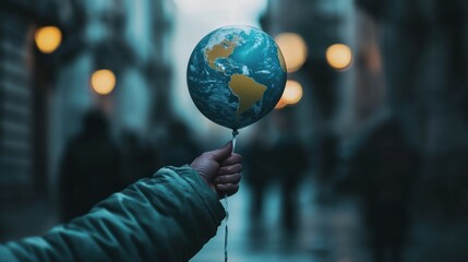 Fototapeta premium Earth balloon city