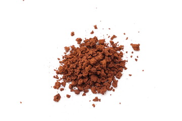 coffee beans isolated on white background, Finely ground roasted coffee, coffee powder