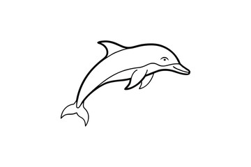 Fototapeta premium Playful Dolphin Jumping Over Ocean Animal Sketch Line Art
