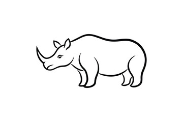 Rhino Side Pose Powerful Wild Animal Artwork Line Art