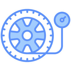 Tire Pressure Outline Blue Color Icon