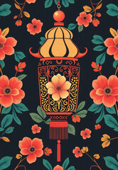 Oriental pattern. Oil painting. Pattern for printing on wall decorations, covers, leaflets, business cards