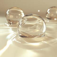 Clear Water Spheres Serene Reflections Gentle Light Aesthetic Fluid Dynamics Tranquil Backdrop Purity Essence Visual Harmony Delicate Background