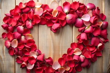 heart frame with rose petals
