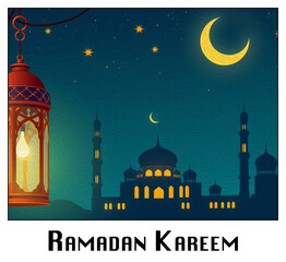 Printable pattern for wall decorations, covers, wallpapers, greeting cards on the occasion of a Muslim holiday. Ramadan . Oil painting