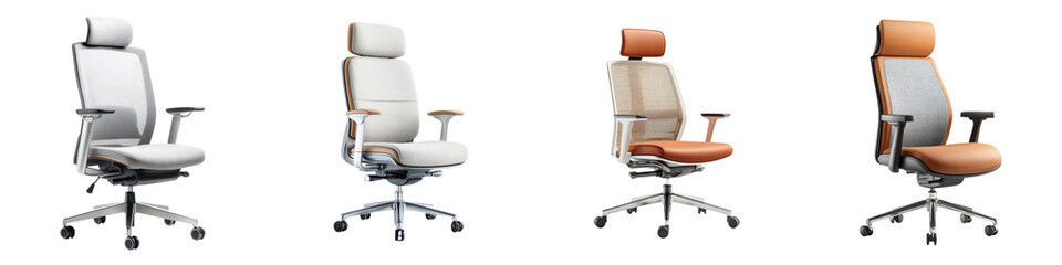 Fototapeta premium Ergonomic Swivel Office Chairs with Leather Upholstery