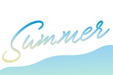 夏らしいグラデーションの筆記体のSummerの文字の背景