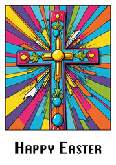 Easter. Card design. Pattern for printing on wall decorations, covers, posters. Oil paint