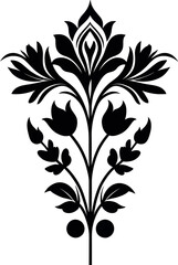Black floral design element isolated on white background