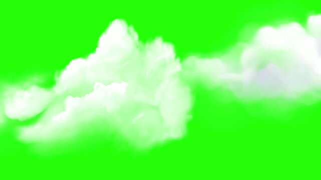 4k Video of Floating Dreams on Green Background Fluffy white clouds drift gracefully against a vibrant green backdrop, inviting the viewer to imagine endless possibilities.