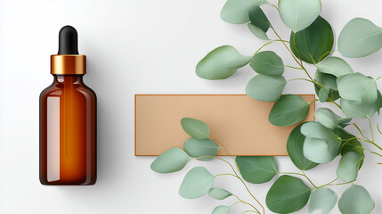 Minimalist Dropper Bottle with Herbal Background