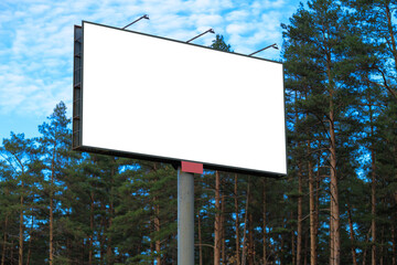Large white billboards for outdoor advertising and information boards along the roads and on the streets of the city. 