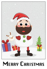 Merry Christmas card design. Oil painting