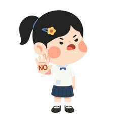 Kid Girl Showing No Hand Gesture