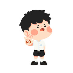Cartoon Boy Saying No Illustration