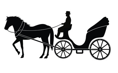 Beautiful vintage carriage with horse, vector illustration