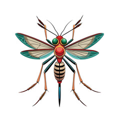 Colorful Stylized Mosquito Illustration - Artistic Insect Vector for Health and Nature Themes
