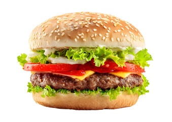 Classic burger illustration with transparent background in PNG format, perfect for food marketing and menus.