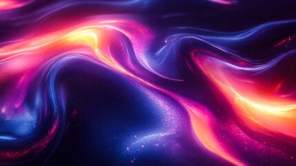 Obraz premium Colorful abstract wave patterns in vibrant hues showcasing fluid motion and energy in a dark background