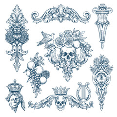 Hand drawn vector retro ornaments