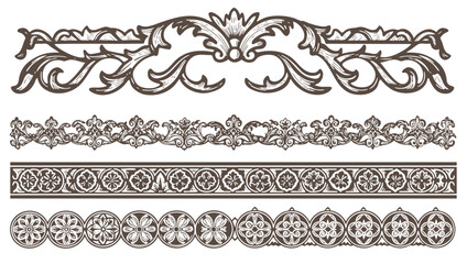 Vintage Baroque Victorian frame border flower pattern vector floral engraved scroll ornament leaf retro decorative design. filigree calligraphic heraldic shield swirl