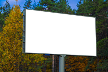 Advertising billboard along the road in the city. Background for design. 