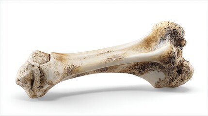 Realistic 3D rendering of isolated human tibia bone in bent leg position, showing accurate joint surface and shaft for anatomical and medical education