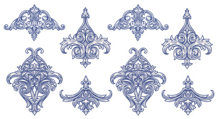 Hand drawn victorian vector retro ornaments