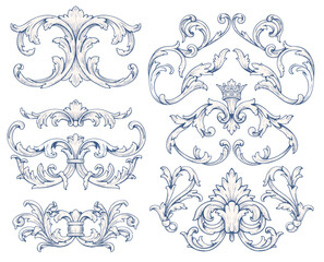 Hand drawn victorian vector retro ornaments