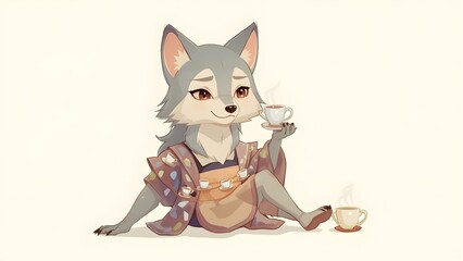 Fototapeta premium 3d image of a cute and adorable gray wolf