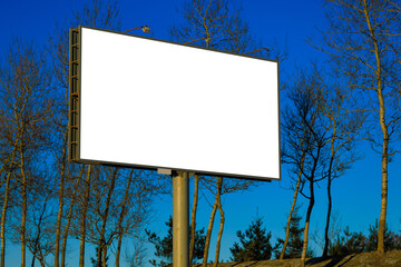 Advertising billboard along the road in the city. Background for design. 
