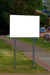 Background for design, white billboards on city streets and along roads in the summer day