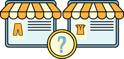 Comparison between two online stores illustration