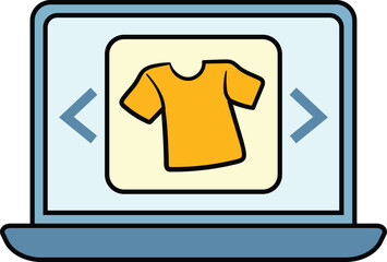 Tshirt product display on laptop screen illustration