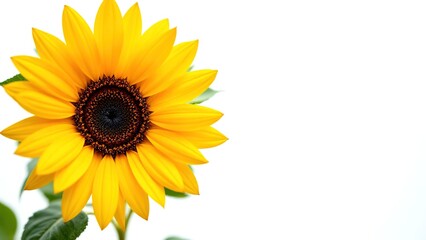 Obraz premium Vibrant Sunflower Blooming Against Bright White Background