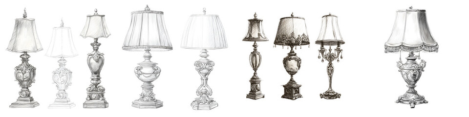 A collection of various lamps and lighting fixtures for home decor  long title An assortment of elegant and decorative lamps chandeliers and lighting