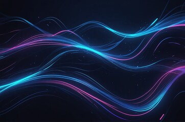 Naklejka premium Abstract neon light ribbons creating visual movement and energy on a sleek tech-inspired background.