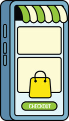 Online shopping cart checkout screen illustration