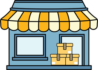 Small shop with boxes outside illustration